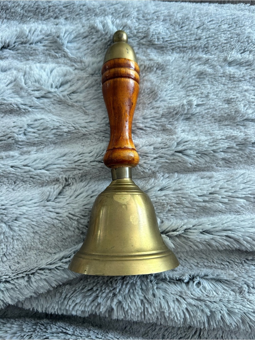 4/$100 Brass Hand Bell with Wooden Handle - Gold and Brown